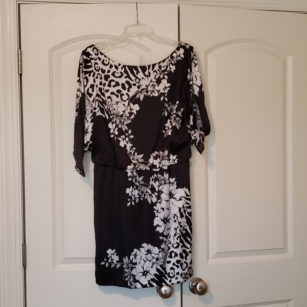 WHBM silky b&w dress.